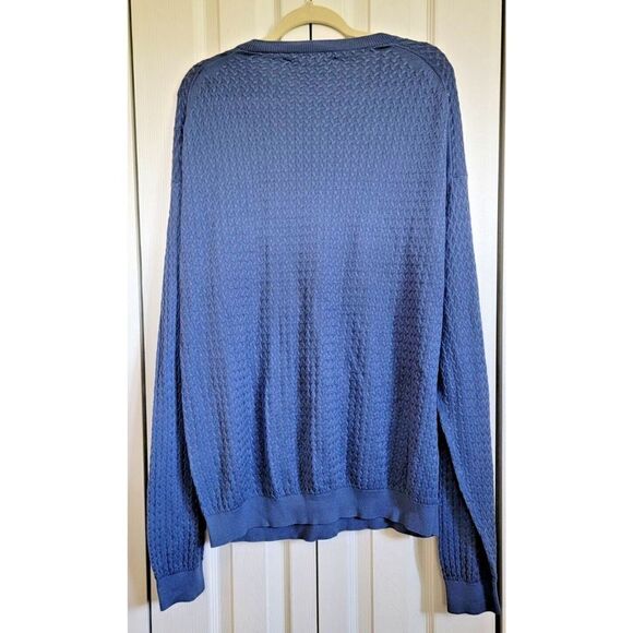 Tricots St. Raphael XL Nordstrom Vintage Grandpa Sweater L/S Blue XL Silk Blend‎ - Picture 2 of 6